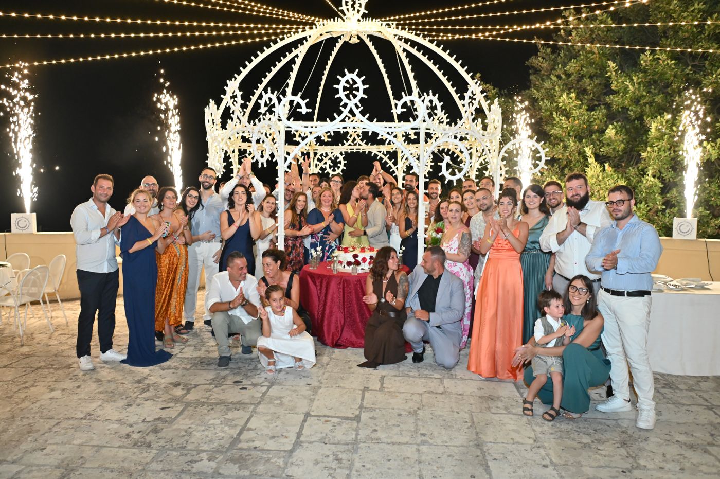 Das letzte Gruppenfoto mit den Leuchtfontänen
