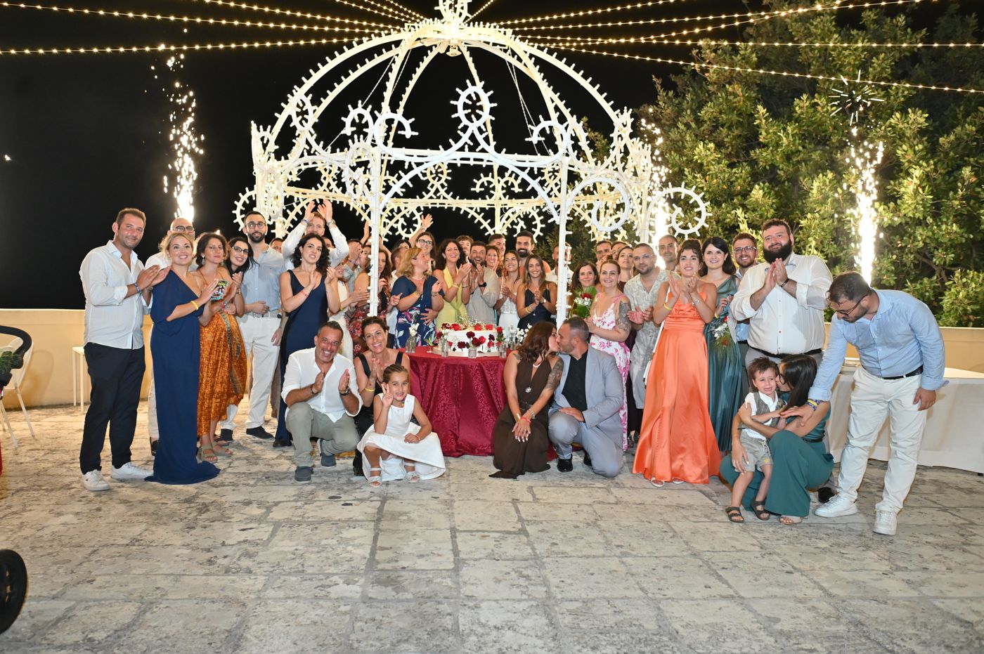 Das letzte Gruppenfoto mit den Leuchtfontänen